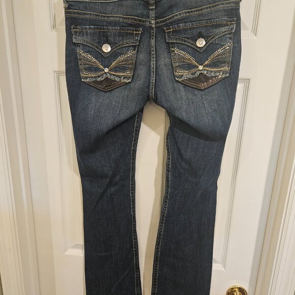 EXPRESS WOMEN'S JEANS SIZE 10L BARELY BOOTCUT LOW RISE - Picture 2 of 3